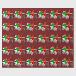 Stuck Santa Red Wrapping Paper Cadeaupapier