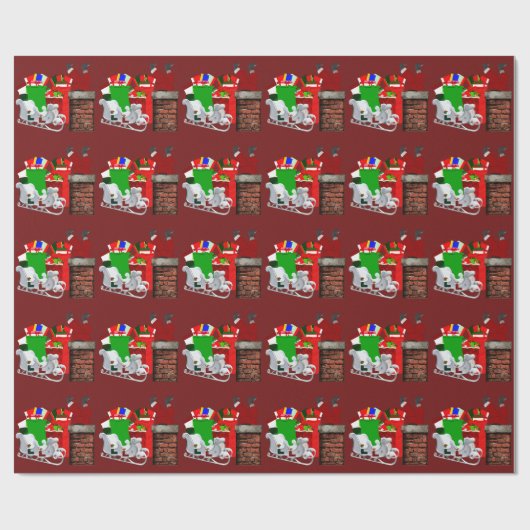 Stuck Santa Red Wrapping Paper Cadeaupapier (Vlak)
