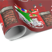 Stuck Santa Red Wrapping Paper Cadeaupapier (Rol Hoek)