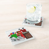 Stuck Santa White Onderzetter Glazen Onderzetter (Schuin)