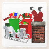 Stuck Santa White Onderzetter Glazen Onderzetter (Voorkant)