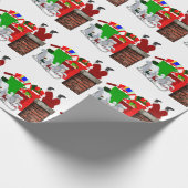 Stuck Santa White Wrapping Paper Cadeaupapier (Hoek)