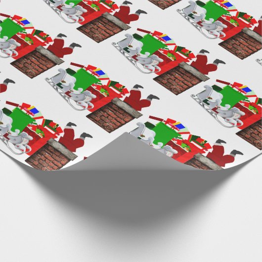 Stuck Santa White Wrapping Paper Cadeaupapier (Hoek)