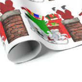 Stuck Santa White Wrapping Paper Cadeaupapier (Rol Hoek)