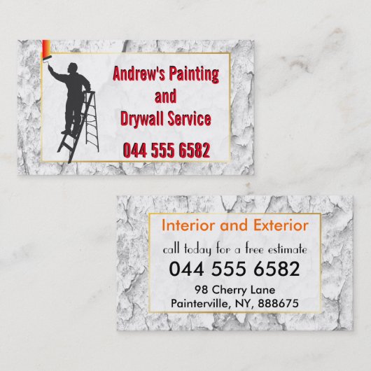 Stucwerk Schilderdienst Kleurrijk Budget Waarde Ni Visitekaartje (Voorkant / Achterkant)