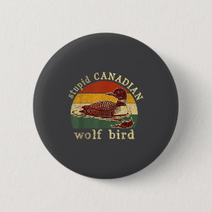Stud Canadese Wolf Grappige Loon Vogel Duikers Mem Ronde Button 5,7 Cm