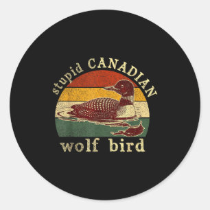 Stud Canadese Wolf Grappige Loon Vogel Duikers Mem Ronde Sticker