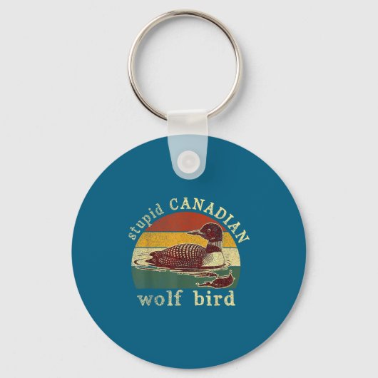 Stud Canadese Wolf Grappige Loon Vogel Duikers Mem Sleutelhanger (Voorkant)