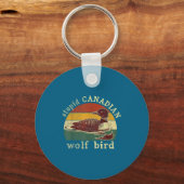 Stud Canadese Wolf Grappige Loon Vogel Duikers Mem Sleutelhanger (Voorkant)