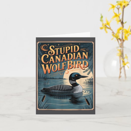 Stud Canadian Wolf Bird Funny Loon Humor  Kaart (Gele Bloem)