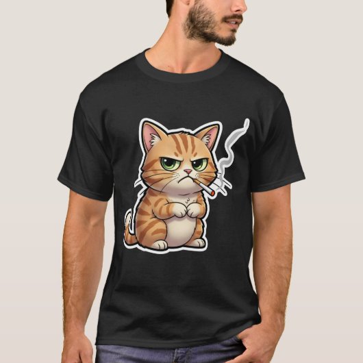 Stud Koel Grappige Kat Meme Rokkende Kat sigaret T-shirt (Voorkant)