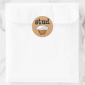 Stud Muffin, Cute Funny Bked Good Ronde Sticker (Tas)
