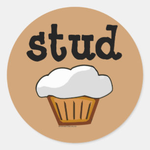 Stud Muffin, Cute Funny Bked Good Ronde Sticker