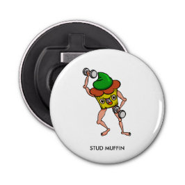 Stud Muffin Gewichtheffen Button Flesopener