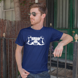 STUD MUFFIN Grappige SPIEREN blauw en wit T-shirt