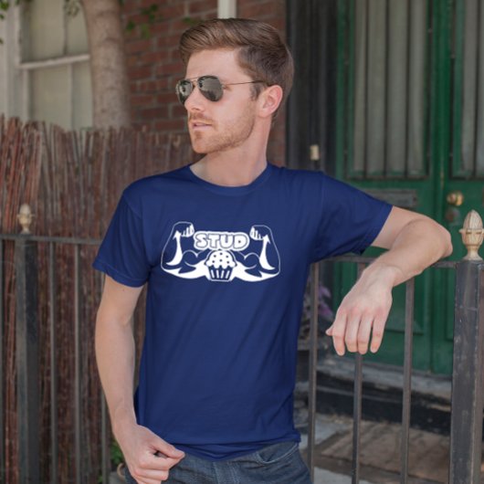 STUD MUFFIN Grappige SPIEREN blauw en wit T-shirt