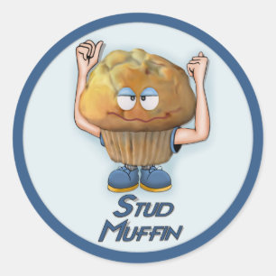 Stud Muffin Humor Ronde Sticker