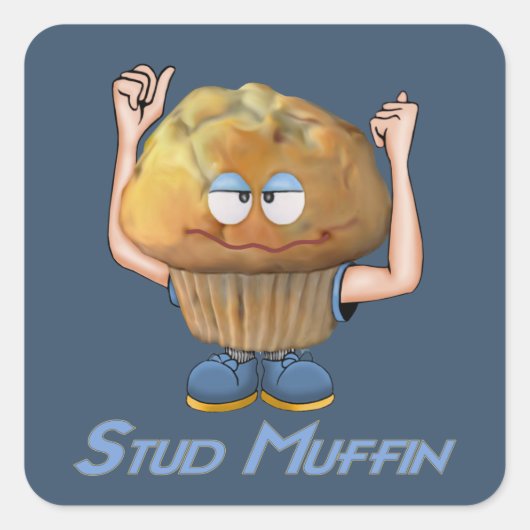 Stud Muffin Humor Vierkante Sticker (Voorkant)