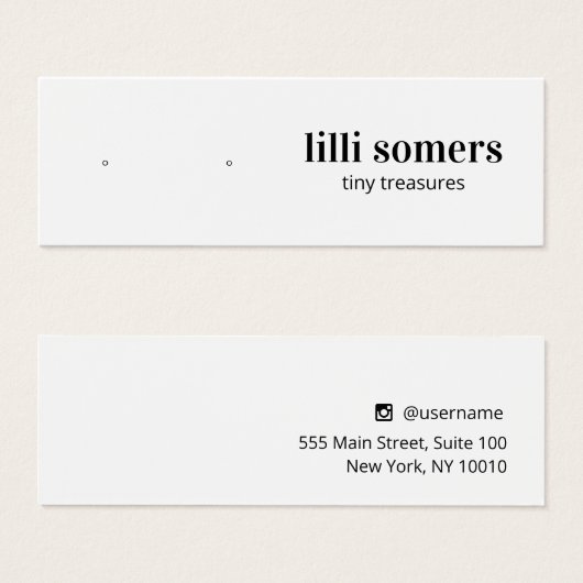 Stud Oorbel Sieraden Plain Display Kaart (Voorkant /achterkant)