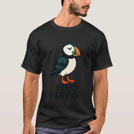 Stud Puffin, Grappig IJsland T-shirt (Voorkant)