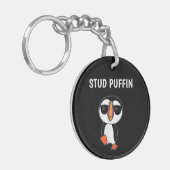 Stud Puffin Grappige Vogel Sleutelhanger (Voorkant Links)