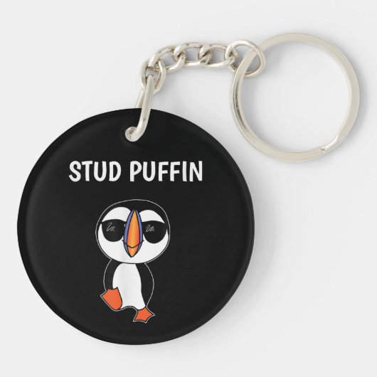 Stud Puffin Grappige Vogel Sleutelhanger (Achterkant)