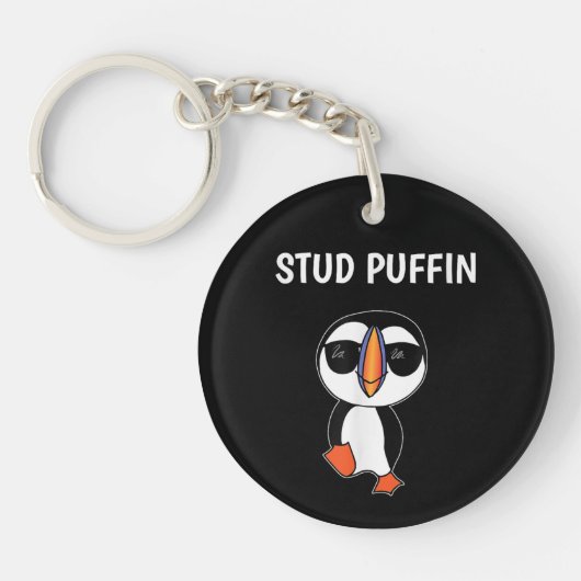 Stud Puffin Grappige Vogel Sleutelhanger (Voorkant)