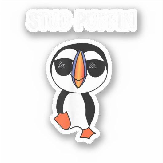 Stud Puffin Grappige Vogel Sticker (Voorkant)