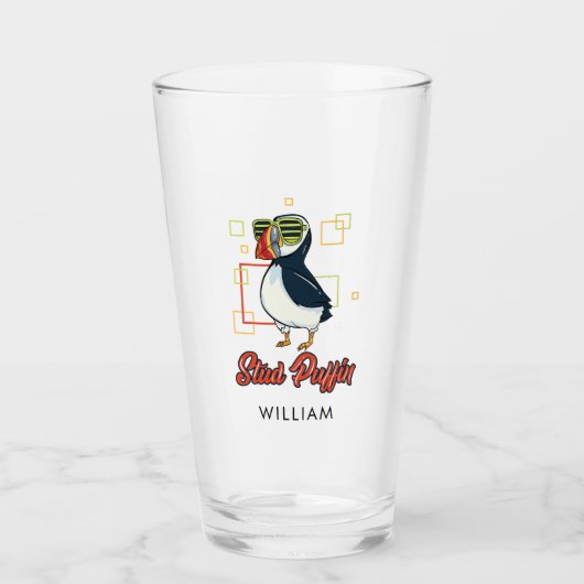 Stud Puffin Zee Bird gepersonaliseerd Glas (Voorkant)