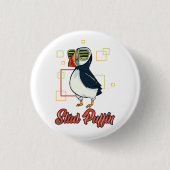 Stud Puffin Zee Bird Illustration Ronde Button 3,2 Cm (Voorkant)
