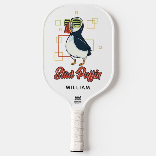 Stud Puffin Zee Bird Schattigee Gag Gepersonalisee Pickleball Paddle (Achterkant)