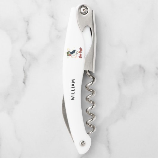 Stud Puffin Zee Vogel Illustratie Gepersonaliseerd Kurkentrekker (Achterkant)