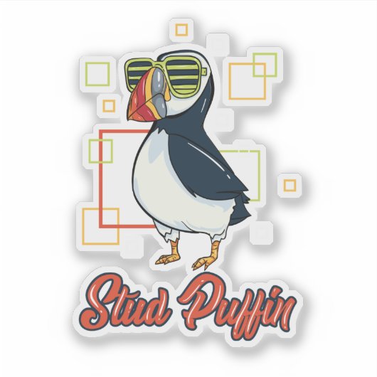 Stud Puffin Zee Vogel Illustratie Sticker (Voorkant)