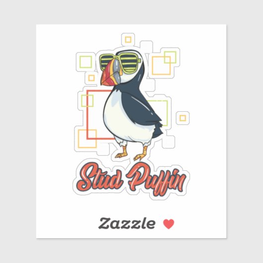 Stud Puffin Zee Vogel Illustratie Sticker (Vel)