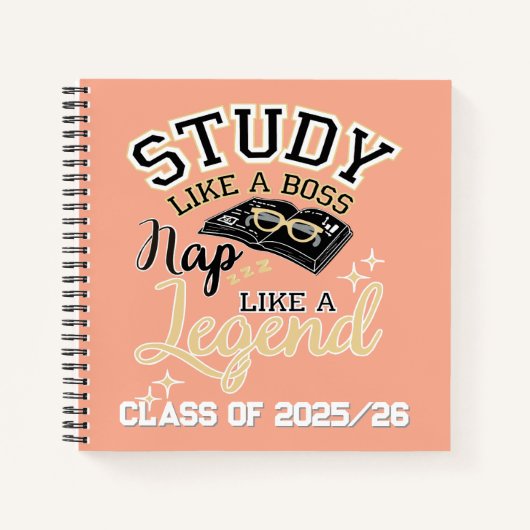 Studeer als een baas, dutje als een legende, unive notitieboek (Voorkant)