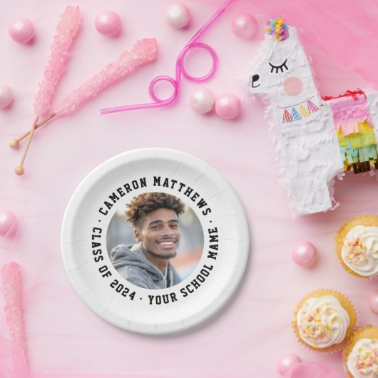 Student afstuderen foto modern wit papieren bordje (Feest)