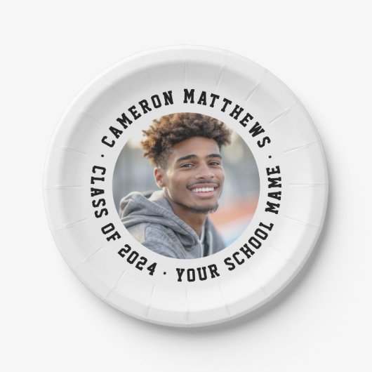 Student afstuderen foto modern wit papieren bordje (Voorkant)