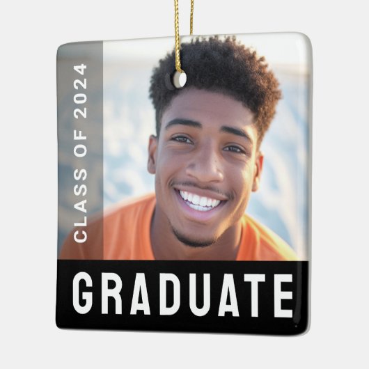 Student afstuderen foto modern zwart keramisch ornament (Links)