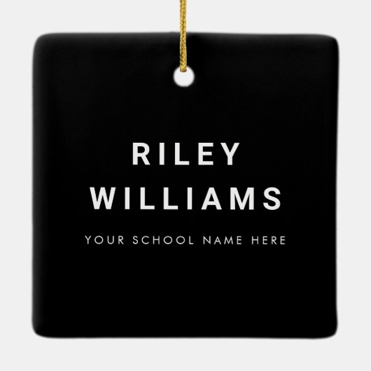 Student afstuderen foto modern zwart keramisch ornament (Achterkant)