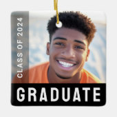 Student afstuderen foto modern zwart keramisch ornament (Voorkant)