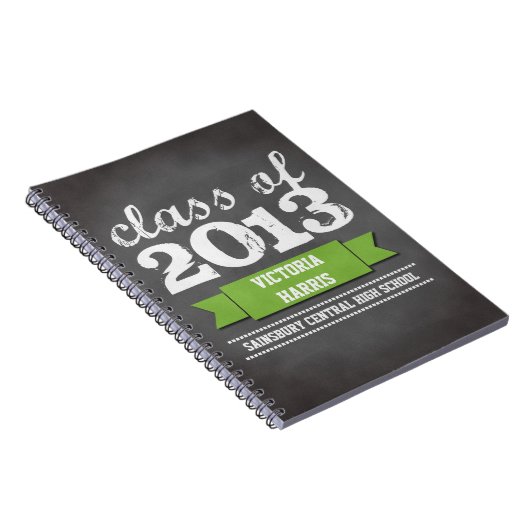 Student afstuderen Groen lintbanner Notitieboek (Rechterzijde)