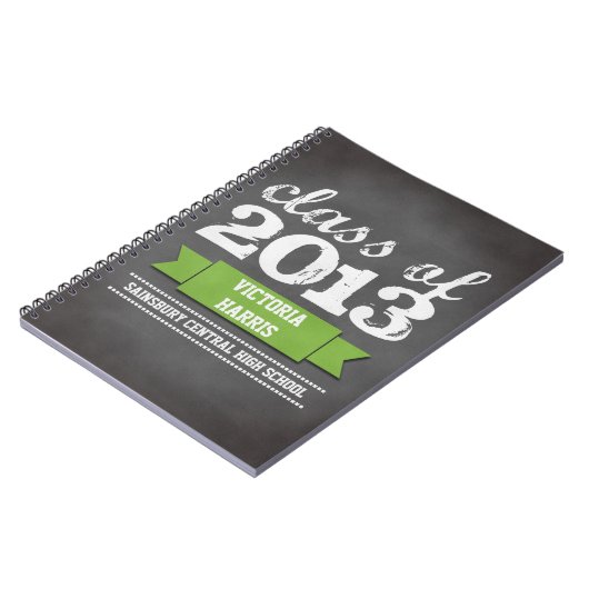 Student afstuderen Groen lintbanner Notitieboek (Linkerzijde)