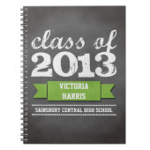 Student afstuderen Groen lintbanner Notitieboek (Voorkant)