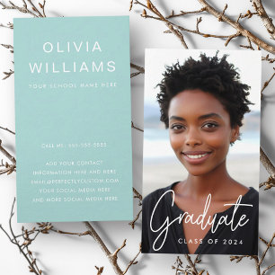 Student afstuderen netwerken foto aqua blauw visitekaartje