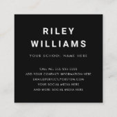 Student afstuderen netwerkfoto modern zwart vierkante visitekaartje (Achterkant)