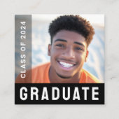 Student afstuderen netwerkfoto modern zwart vierkante visitekaartje (Voorkant)