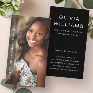 Student afstuderen netwerkfoto zwart visitekaartje