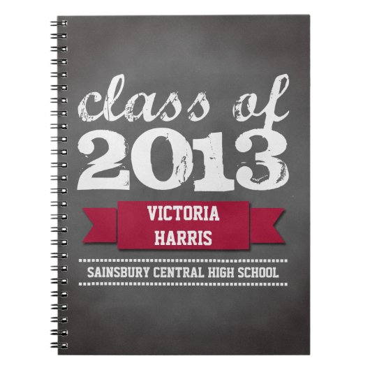 Student afstuderen van rode lintbanner-karton notitieboek (Voorkant)