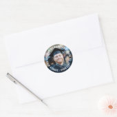Student afstuderen volledige foto retour adreslabe ronde sticker (Envelop)