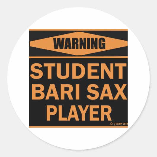 Student Bari Sax Player Ronde Sticker (Voorkant)